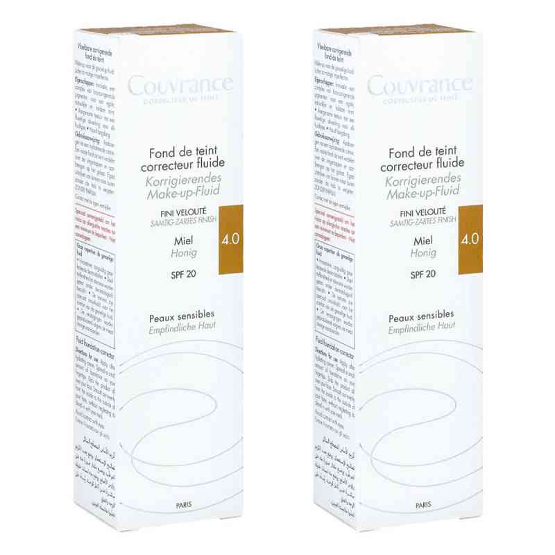 Avene Couvrance Korrigier.make-up Fluid Honig 4.0 2x30 ml von PIERRE FABRE DERMO KOSMETIK GmbH PZN 08104991