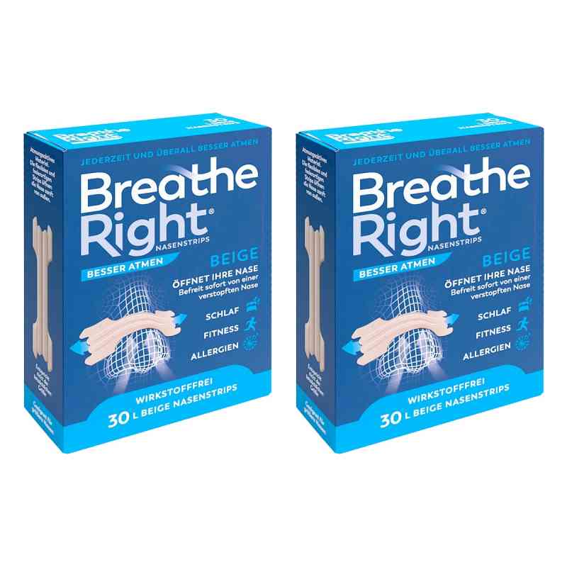 Besser Atmen Breathe Right Nasenpfl.groß Beige 2x30 stk von Pharma Netzwerk PNW GmbH PZN 08104599