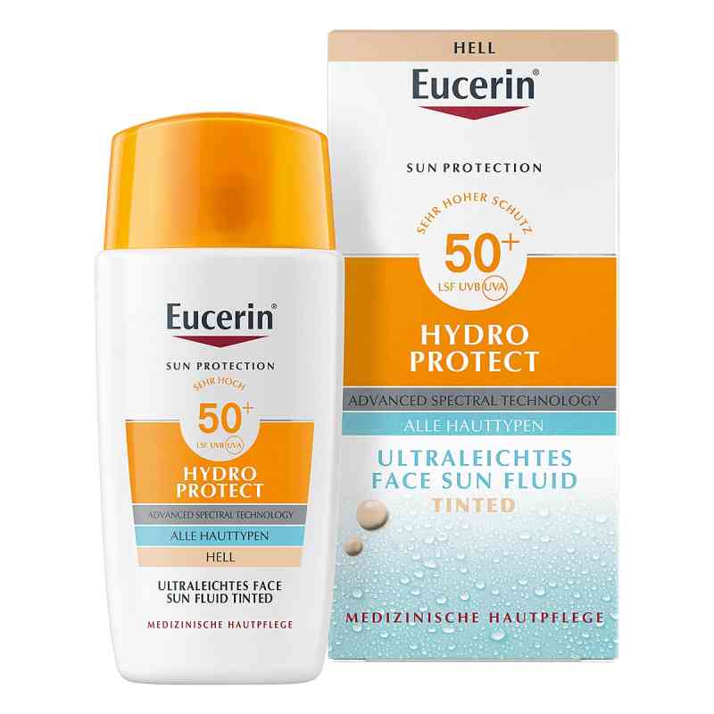 Eucerin Sun Fluid Hydro Protect Face getönt Hell LSF 50+ 50 ml von Beiersdorf AG Eucerin PZN 19460767