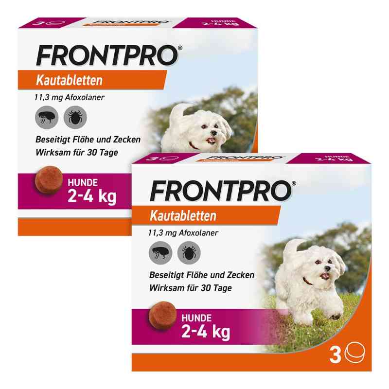 FRONTPRO Kautabletten für Hunde gegen Zecken & Flöhe 2-4 kg 2x3 stk von Boehringer Ingelheim VETMEDICA GmbH PZN 08102410