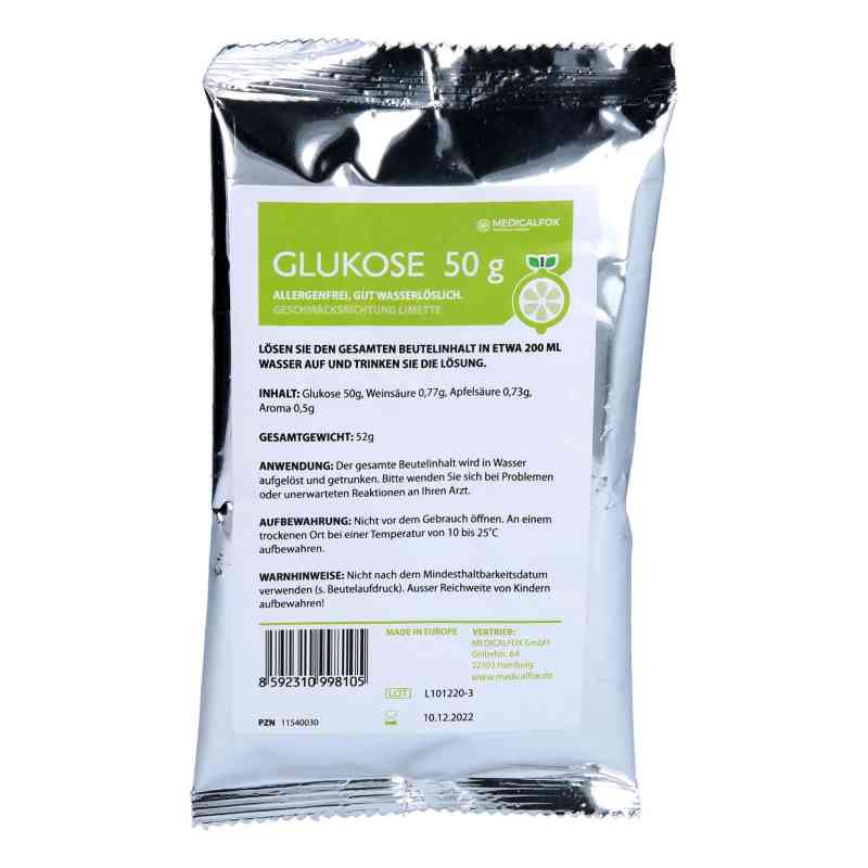 Glukose 50 g Limette Plv.z.her.e.lsg.z.einnehmen 50 g von MEDICALFOX GmbH PZN 11540030