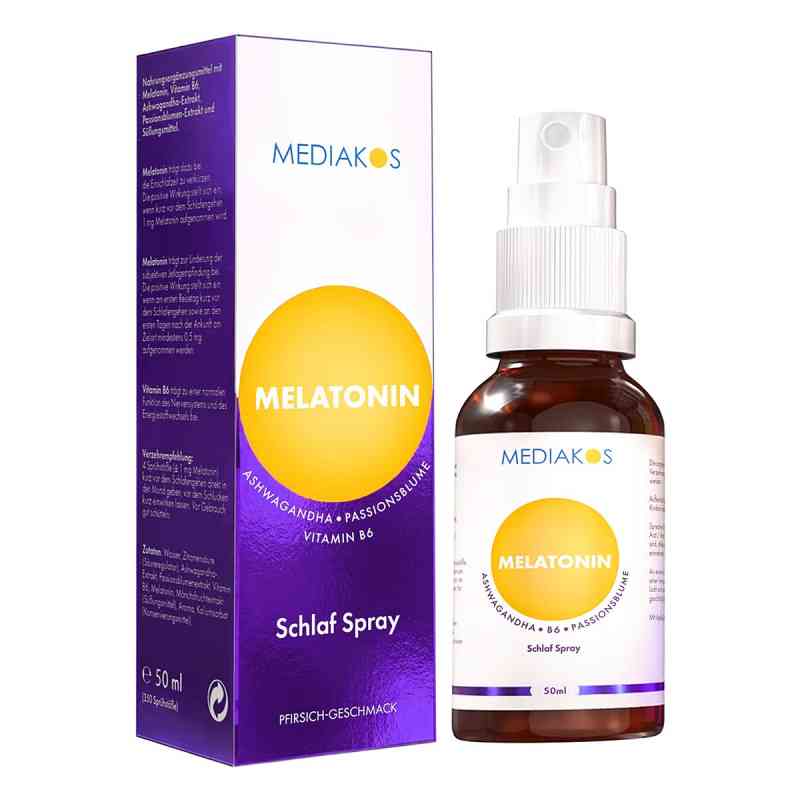 Melatonin Ashwagandha Mediakos Schlaf Spray Vegan 50 ml von Mediakos GmbH PZN 18243677