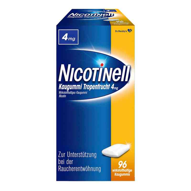 Nicotinell Kaugummi 4 mg Tropenfrucht 96 stk von Cooper Consumer Health Deutschland GmbH PZN 09916717