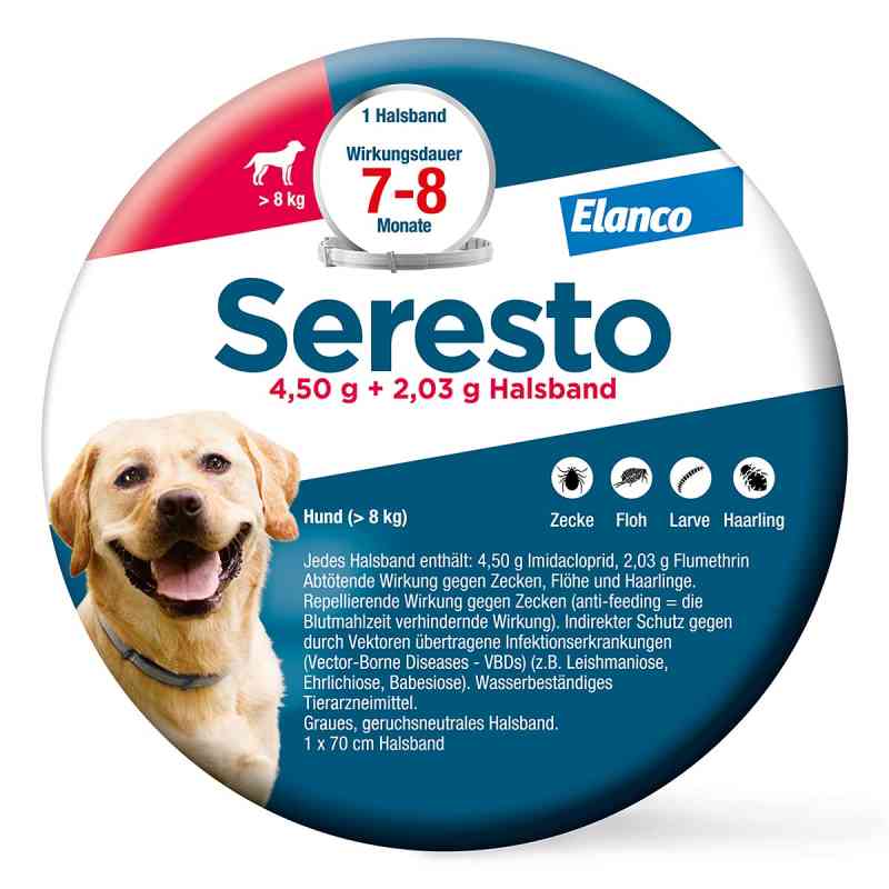 Seresto Halsband für Hunde über 8 kg gegen Zecken und Flöhe 1 stk von Elanco Deutschland GmbH PZN 09315490