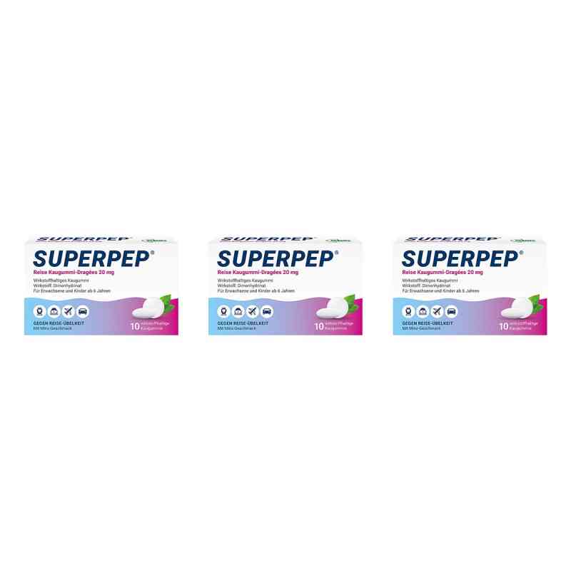 Superpep Reise Kaugummi Dragees 20 Mg 3x10 stk von HERMES Arzneimittel GmbH PZN 08104466