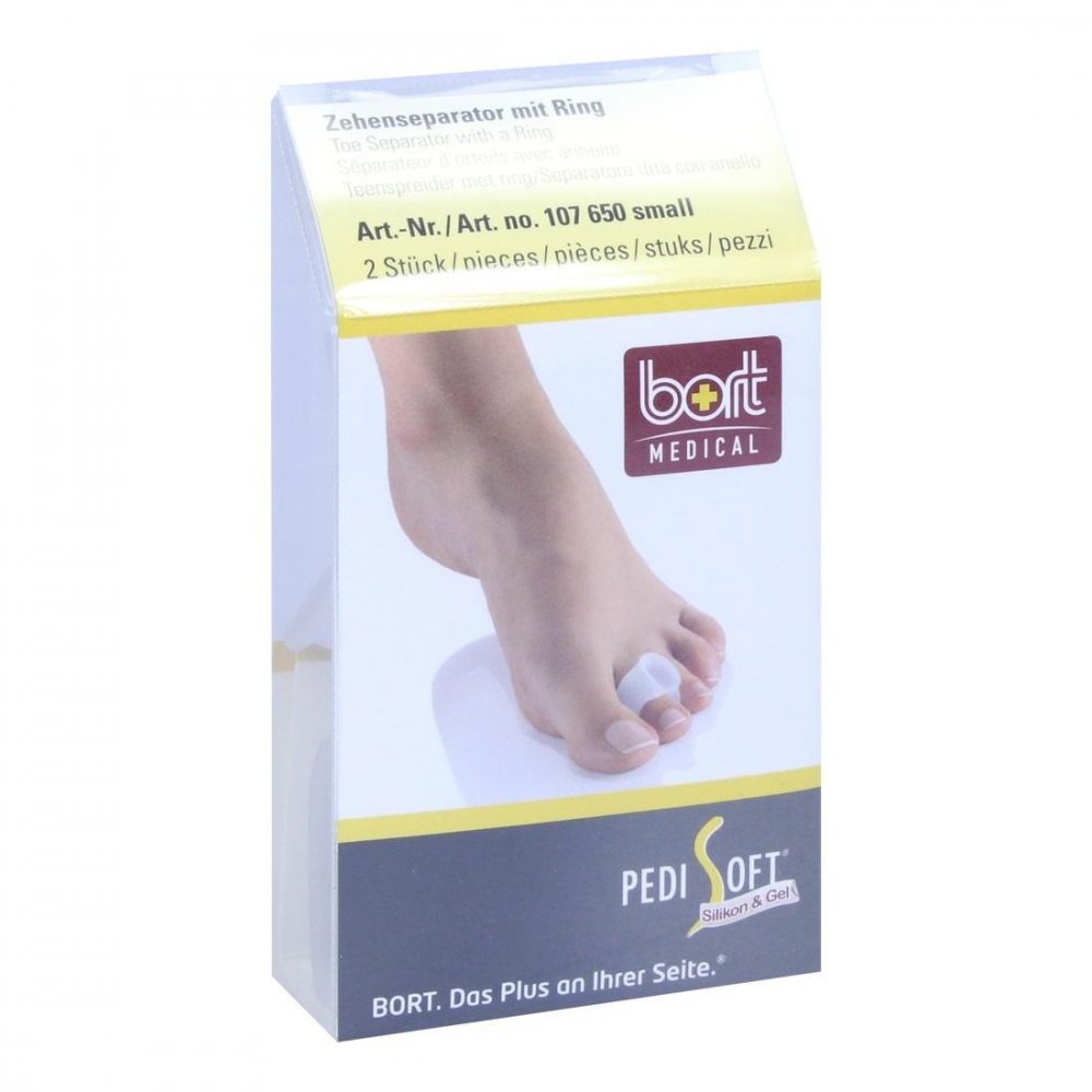 bort bort 107060 - Anello in silicone PediSoft per ridurre la pressione su dita e dita, 2 pezzi, con cipria, misura piccola, trasparente