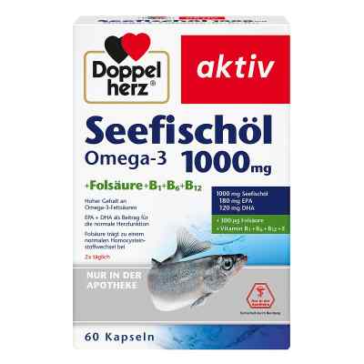 Doppelherz Seefischöl Omega-3 1000 mg+Fols. Kapsel (n) 60 stk von Queisser Pharma GmbH & Co. KG PZN 06583675