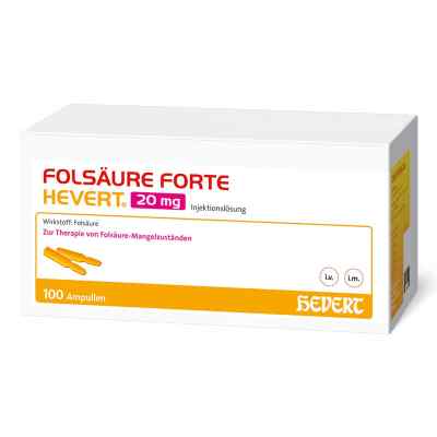  Folsäure Forte Hevert 20 mg Injektionslösung Ampullen 100X2 ml von Hevert-Arzneimittel GmbH & Co. KG PZN 19831577