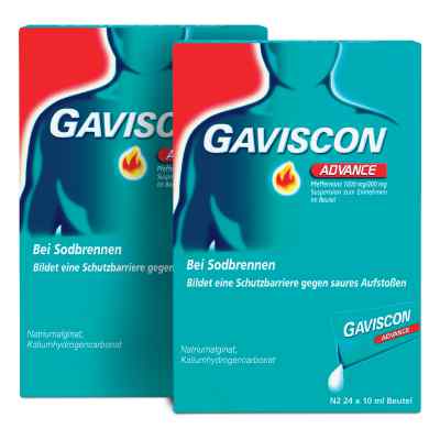 Gaviscon Advance Pfefferminz 1000mg/200mg Dosierbeutel 2x24X10 ml von Reckitt Benckiser Deutschland Gm PZN 08100165