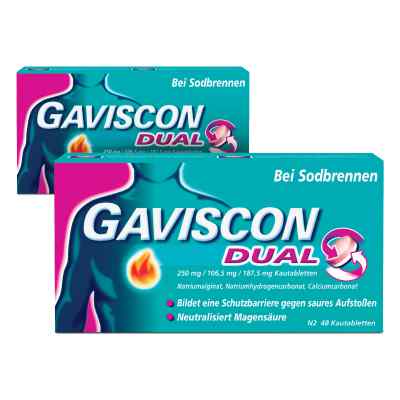GAVISCON Dual 250 mg, 106,5 mg, 187,5 mg Kautabletten 2x48 stk von Reckitt Benckiser Deutschland Gm PZN 08100125