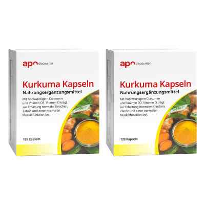 Kurkuma Kapseln mit Vitamin D3 von apodiscounter 2x 120 stk von  PZN 08101853