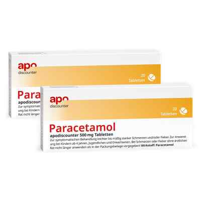Paracetamol 500 mg von apodiscounter 2x20 stk von Fairmed Healthcare GmbH PZN 08102762