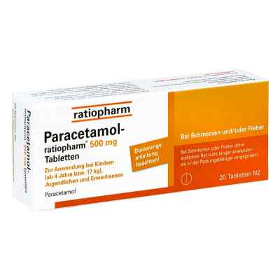 Paracetamol ratiopharm 500mg 20 stk von ratiopharm GmbH PZN 01126111