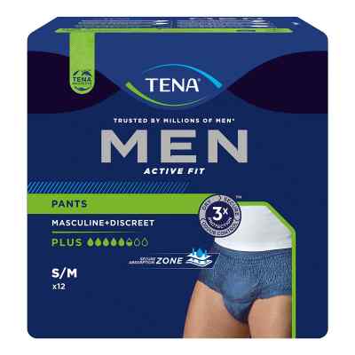 Tena Men Act.fit Inkontinenz Pants Plus S/m Blau 12 stk von Essity Germany GmbH PZN 17981479