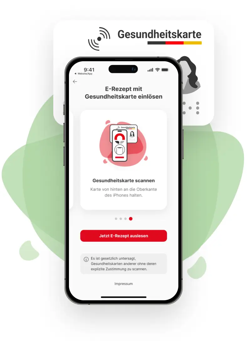 Elektronische Gesundheitskarte auf Smartphone für App-Nutzung